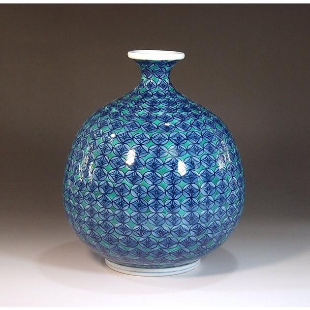 陶 七宝 花瓶 七宝焼 七宝花瓶（菊のデザイン）送料込み 花瓶