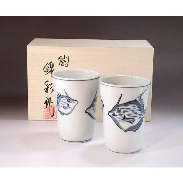 有田焼 染付魚絵蒸留酒優勝杯・西洋ナシ｜陶物作り家 藤井錦彩 作 陶芸-楽器、手芸、コレクション