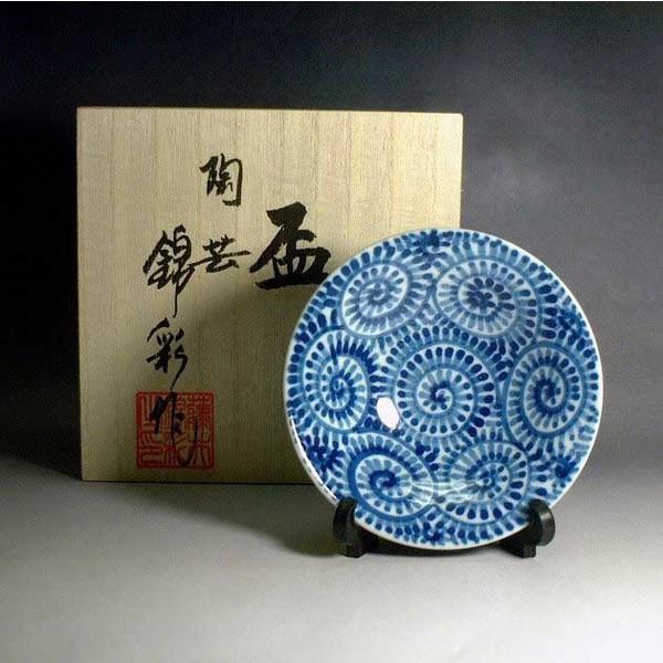 有田焼 染付蛸唐草文様盃｜陶芸家　藤井錦彩 作