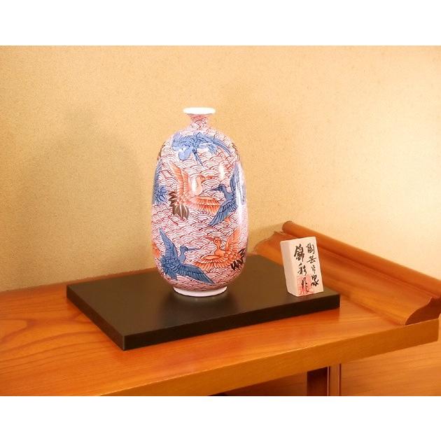 染錦青海波群鶴絵花瓶｜有田焼 陶芸作家　藤井錦彩作_3