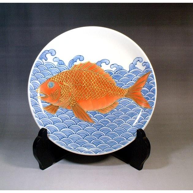 染錦金彩青海波鯛絵飾り皿｜有田焼 陶芸作家 藤井錦彩作 : 有田焼 藤井