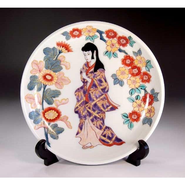 古伊万里様式金彩元禄美人画飾り皿｜有田焼 陶芸作家 藤井錦彩作