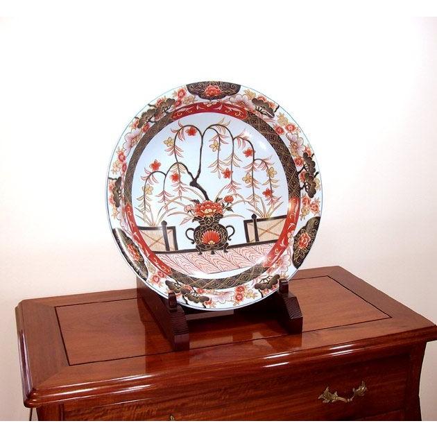 伊万里焼】有田焼 金彩 花籠文 大皿 飾り皿 碧山作