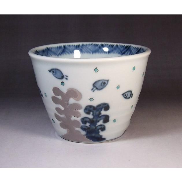 染錦プラチナ彩千鳥絵蕎麦猪口｜有田焼 陶芸家 藤井錦彩作 : 有田焼