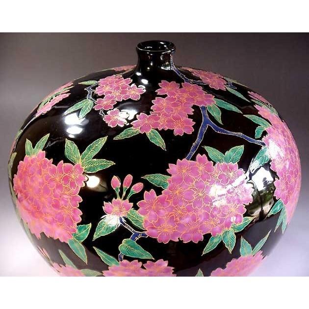 有田焼 金欄手様式天目釉桜絵花瓶｜陶芸作家　藤井錦彩 作_2
