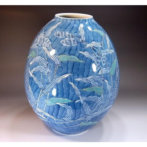 有田焼 染付金彩鶉絵花瓶｜陶芸作家 藤井錦彩 作 : 有田焼 藤井錦彩窯