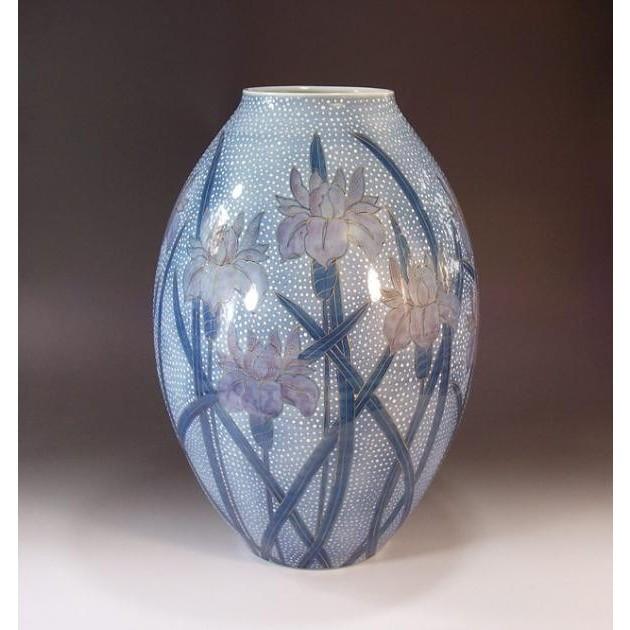 有田焼 金彩釉裏紅菖蒲絵花瓶｜陶芸作家　藤井錦彩 作