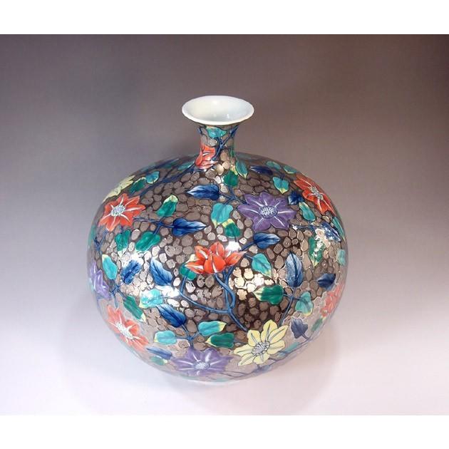 文右衛門作 錦あじさい絵 手描き 壺 花瓶 花器 インテリア 大きい 桐箱付 -