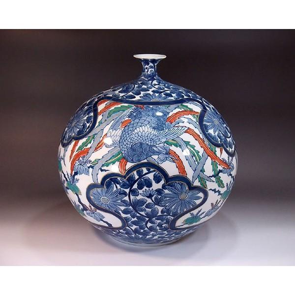 有田焼 染錦金彩菊唐草割鳳凰絵花瓶｜陶芸作家　藤井錦彩 作