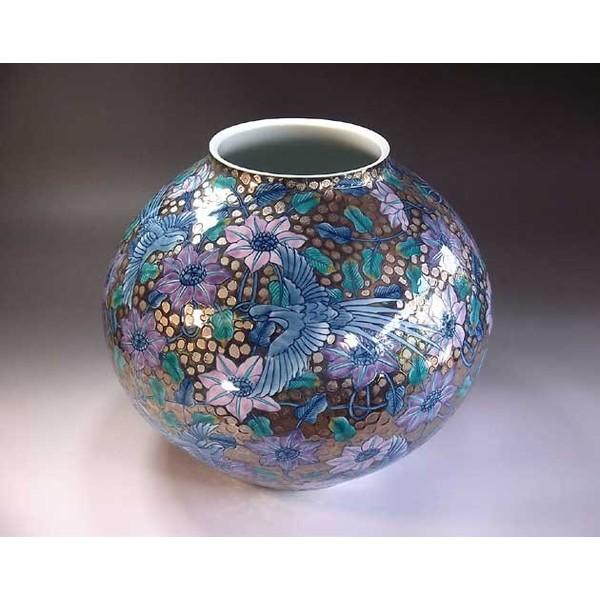 有田焼 プラチナ彩鉄線花鳳凰絵花瓶｜陶芸作家 藤井錦彩 作 : 有田焼