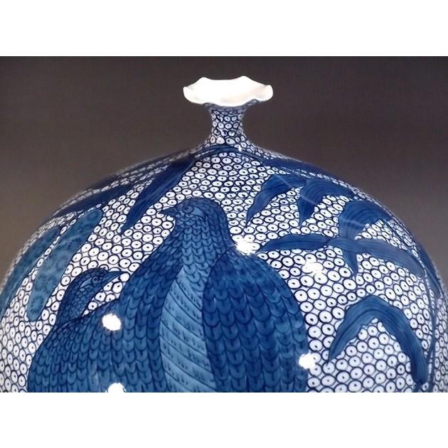 有田焼 染付鶉絵花瓶｜陶芸作家 藤井錦彩 作 : 有田焼 藤井錦彩窯