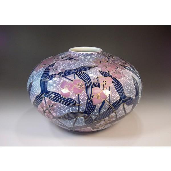 有田焼 金彩釉裏紅水花草絵花瓶｜陶芸作家　藤井錦彩 作