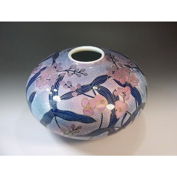 有田焼 金彩釉裏紅水花草絵花瓶｜陶芸作家　藤井錦彩 作_1