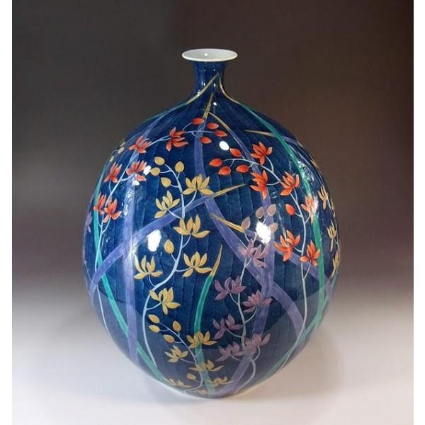 有田焼 色鍋島様式藤絵花瓶｜陶芸作家 藤井錦彩 作 : 有田焼 藤井錦彩