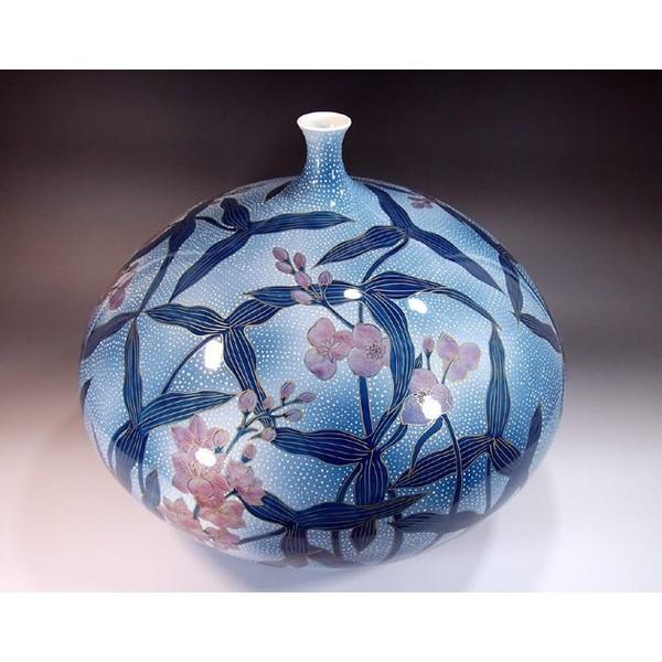 文右衛門作 錦あじさい絵 手描き 壺 花瓶 花器 インテリア 大きい 桐箱