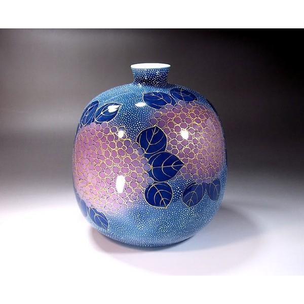 衝撃価格 有田焼金彩釉裏紅紫陽花絵花瓶 陶芸作家藤井錦彩作 ふるさと納税