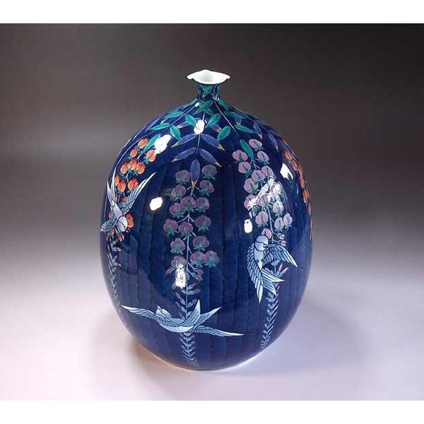 有田焼 色鍋島様式藤絵花瓶｜陶芸作家 藤井錦彩 作