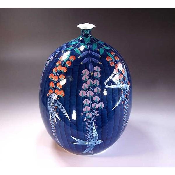 有田焼 色鍋島様式藤絵花瓶｜陶芸作家　藤井錦彩 作_3