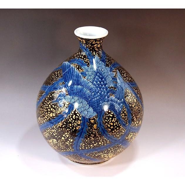 父の陶芸コレクションから 吊り下げ 花瓶3 有田焼 天目釉金彩鳳凰絵花瓶