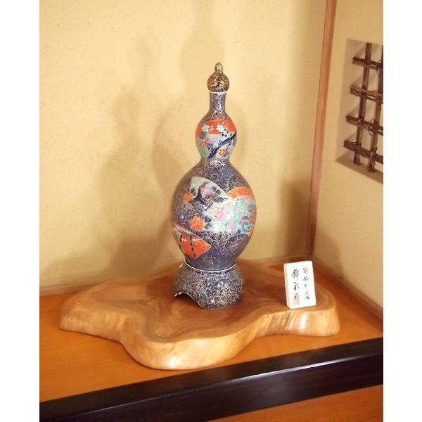 有田焼 染錦金彩唐草文様扇割花鳥絵飾り壺｜陶芸作家 藤井錦彩 作