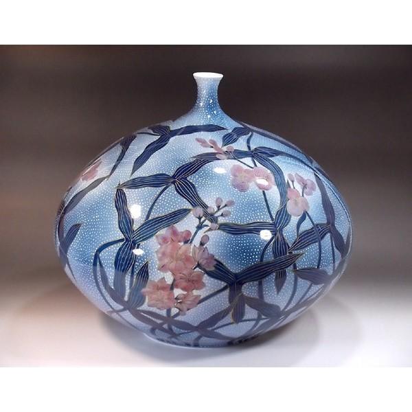 有田焼　金彩釉裏紅水花草絵花瓶｜陶芸作家　藤井錦彩 作
