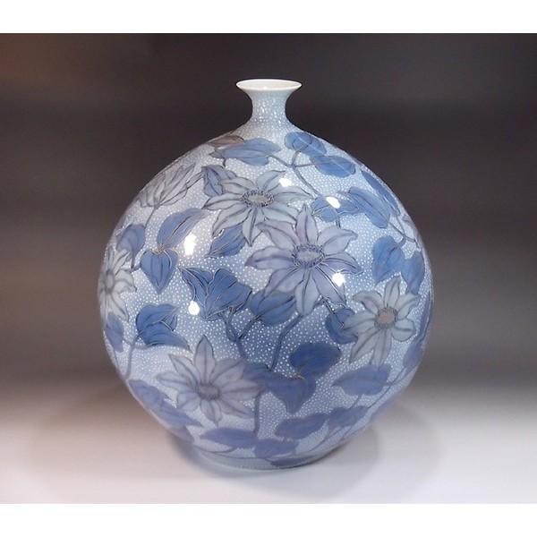 有田焼 釉裏紅金彩鉄線花絵花瓶｜陶芸作家　藤井錦彩 作