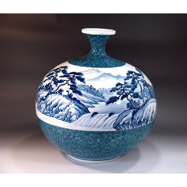 有田焼 染錦唐草割山水画花瓶｜陶芸作家 藤井錦彩 作 : fweee : 有田焼 