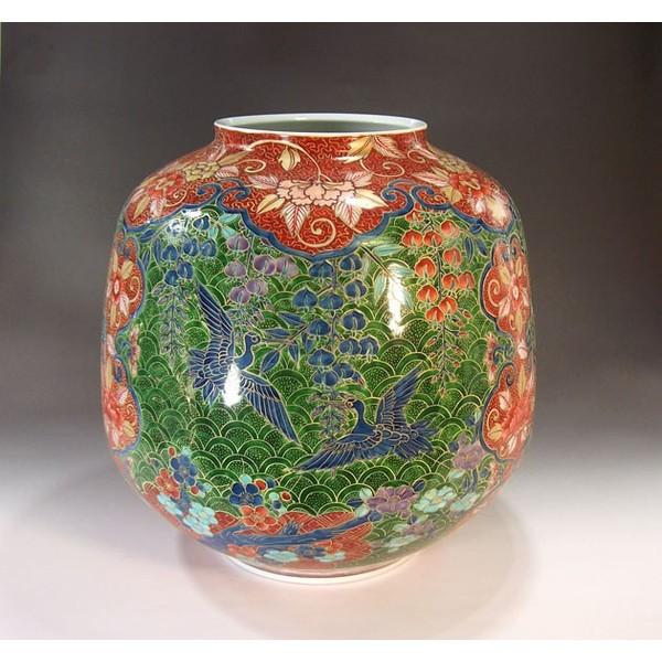 有田焼 金欄手様式花鳥図花瓶｜陶芸作家 藤井錦彩 作