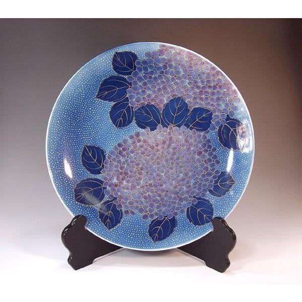 有田焼 染錦金彩釉裏紅紫陽花絵飾り大皿｜陶芸作家　藤井錦彩 作