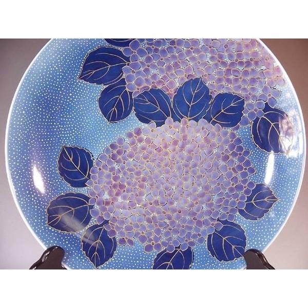 有田焼 染錦金彩釉裏紅紫陽花絵飾り大皿｜陶芸作家 藤井錦彩 作