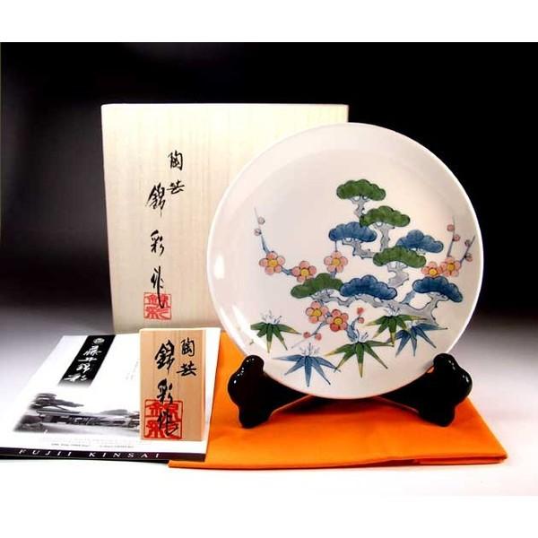 キッチン・食器 染付 大皿 飾り皿 松竹梅文様 木箱付き