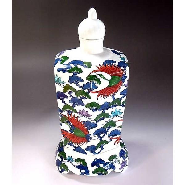 有田焼 色鍋島様式松鶴絵飾り六角壺｜陶芸作家 藤井錦彩 作 【公式通販】