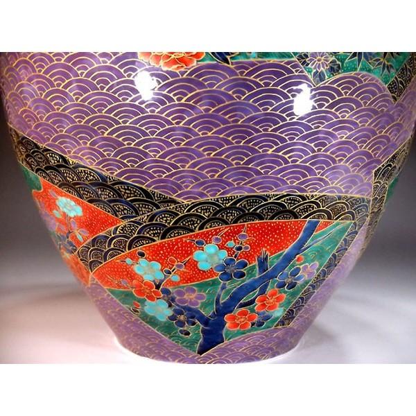 有田焼 金欄手様式青海波扇割花鳥絵花瓶｜陶芸作家 藤井錦彩 作