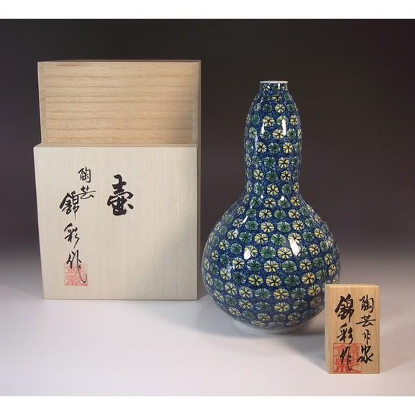 有田焼 染錦小花文様花瓶｜陶芸作家　藤井錦彩 作