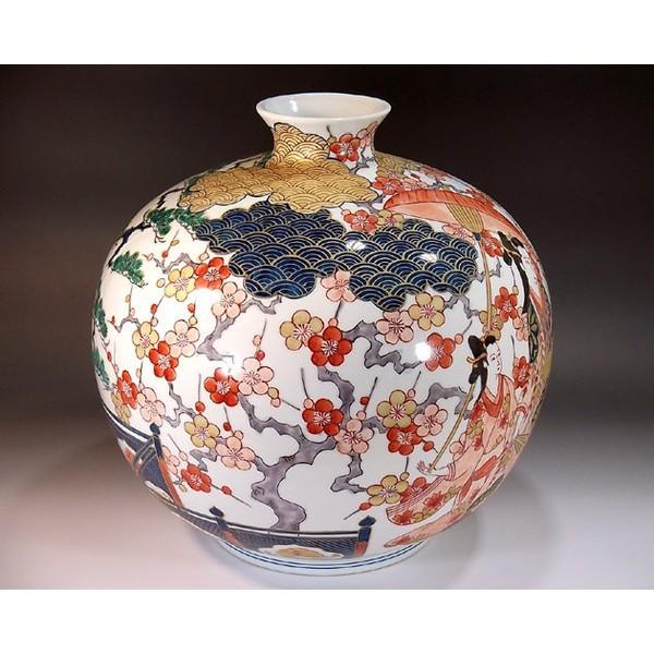伊万里焼　元禄美人絵　花瓶 大 有田焼 古伊万里様式金彩松竹梅元禄美人絵花瓶｜陶芸作家 藤井錦彩 作