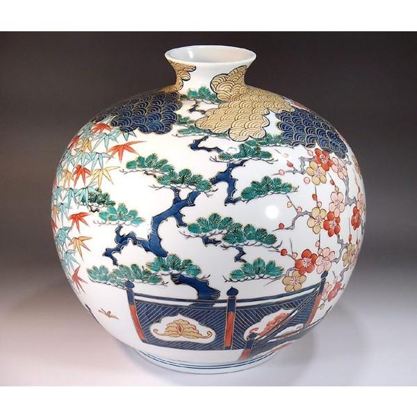 伊万里焼　元禄美人絵　花瓶 大 有田焼 古伊万里様式金彩松竹梅元禄美人絵花瓶｜陶芸作家 藤井錦彩 作