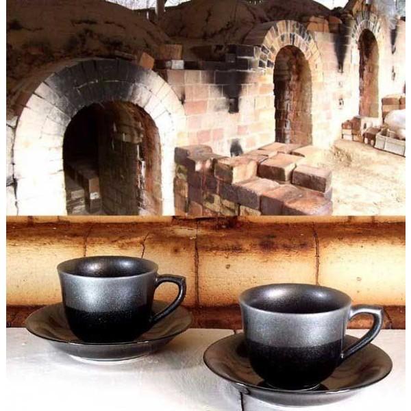 有田焼 天目釉プラチナ彩コーヒーカップ｜陶芸家 藤井錦彩作 : 有田焼