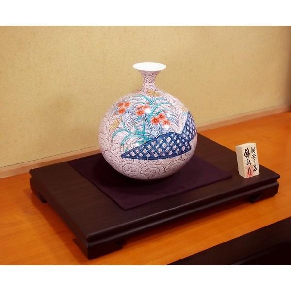 有田焼 染錦朱雲撫子絵花瓶｜陶芸作家　藤井錦彩 作_3