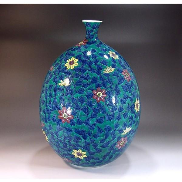 有田焼 色鍋島様式鉄線花絵花瓶｜陶芸作家 藤井錦彩 作 : 有田焼 藤井