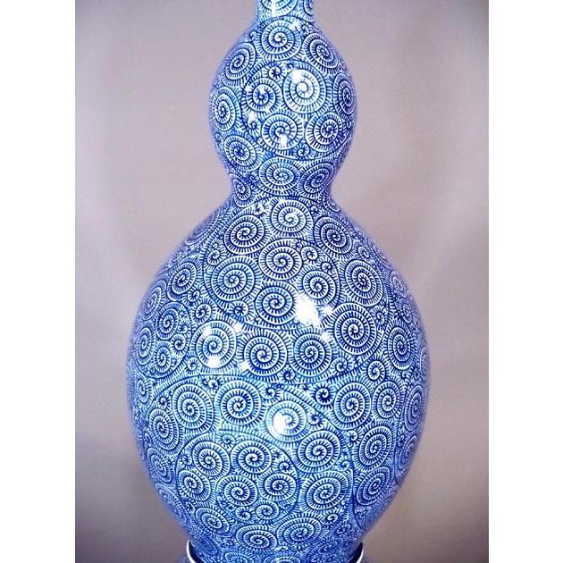 藤井錦彩 陶器花瓶 青　蛸唐草模様 藤井錦彩 陶器花瓶 青 蛸唐草模様 藤井錦彩 陶器花瓶 青 蛸唐草模様