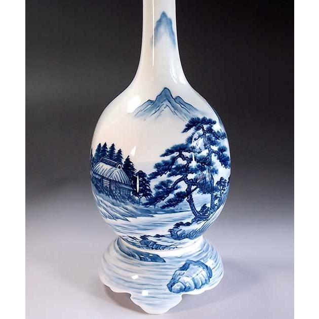染付山水画飾り壺｜有田焼 陶芸作家 藤井錦彩作 : 有田焼 藤井錦彩窯