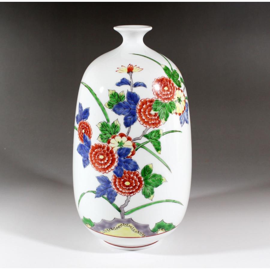 有田焼 藤井錦彩 作 染錦菊絵 花瓶 箱入り 有田焼 藤井錦彩 作 染錦菊絵 花瓶 箱入り 有田焼 陶芸家 藤井錦彩