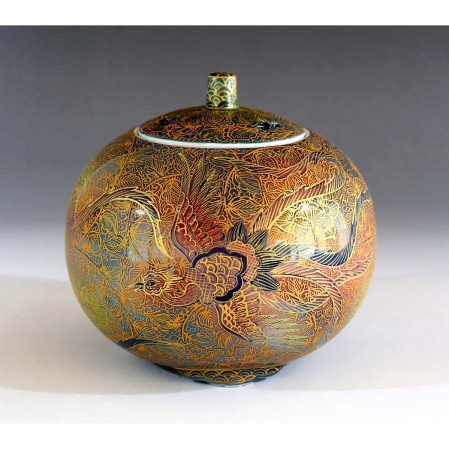 有田焼　古作　伊万里　金襴手　錦手　鳳凰　花鳥　吉祥図　大花瓶　極密画　名品 有田焼】飾り花瓶 釉裏金彩鉄線花鳳凰図 - JTOPIA