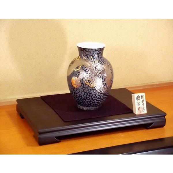 有田焼 鉄釉金彩・プラチナ彩龍絵花瓶｜陶芸作家 藤井錦彩 作 : 有田焼