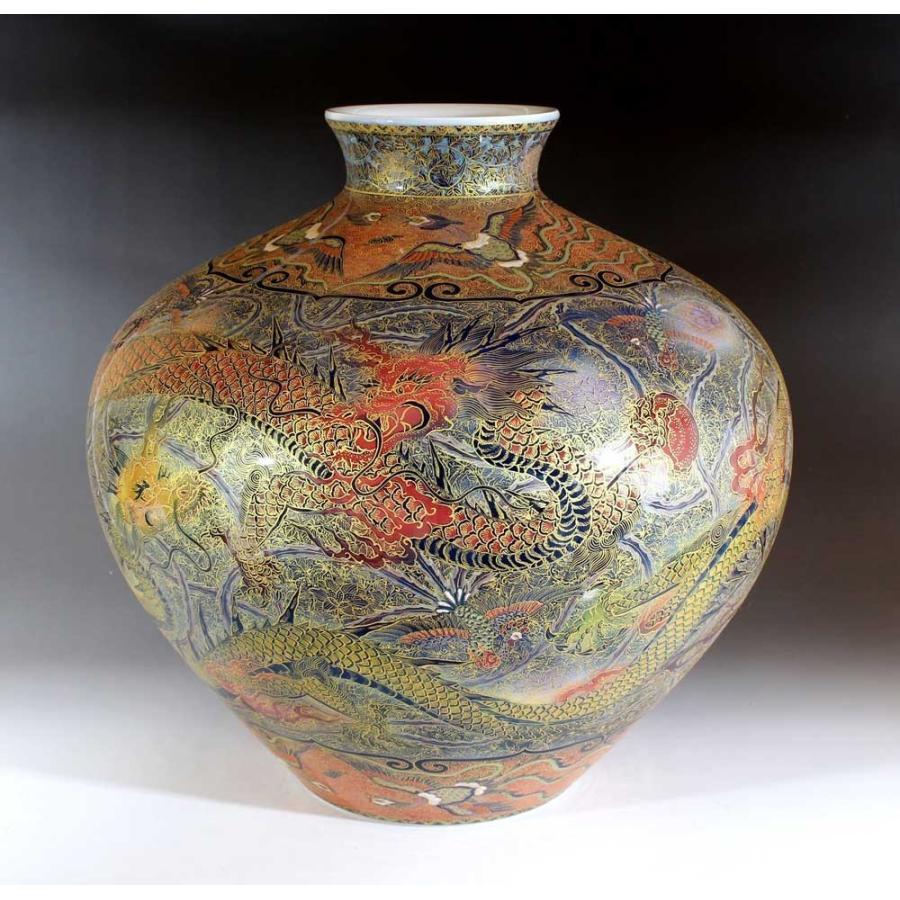 金襴手様式釉裏彩吉祥龍絵花瓶｜有田焼 陶芸作家 藤井錦彩