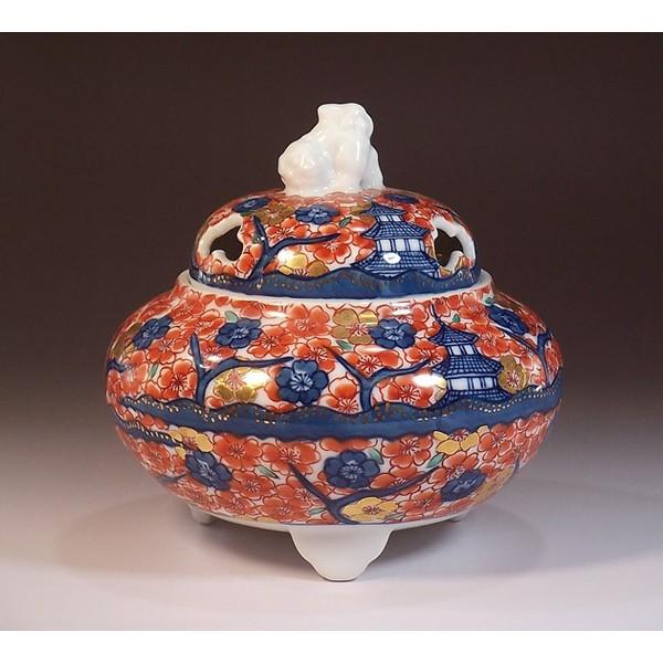 有田焼 金彩釉裏紅枝垂れ梅絵花瓶｜陶芸作家 藤井錦彩 作 有田焼