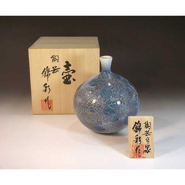 有田焼　藤井錦彩　花瓶　手描七宝文様　高28cm　送料無料　共箱しおり 花瓶・壺の通販・有田焼窯元 藤井錦彩