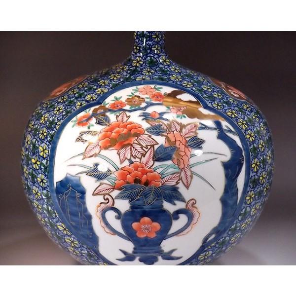 有田焼 古伊万里様式金彩小花文様割花篭絵花瓶｜陶芸作家　藤井錦彩 作_1