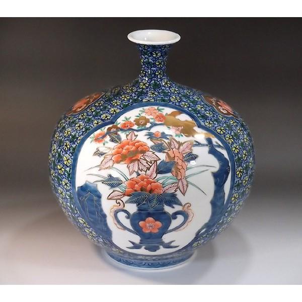 有田焼 古伊万里様式金彩小花文様割花篭絵花瓶｜陶芸作家　藤井錦彩 作_2