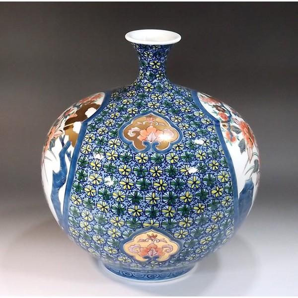 有田焼 古伊万里様式金彩小花文様割花篭絵花瓶｜陶芸作家　藤井錦彩 作_3
